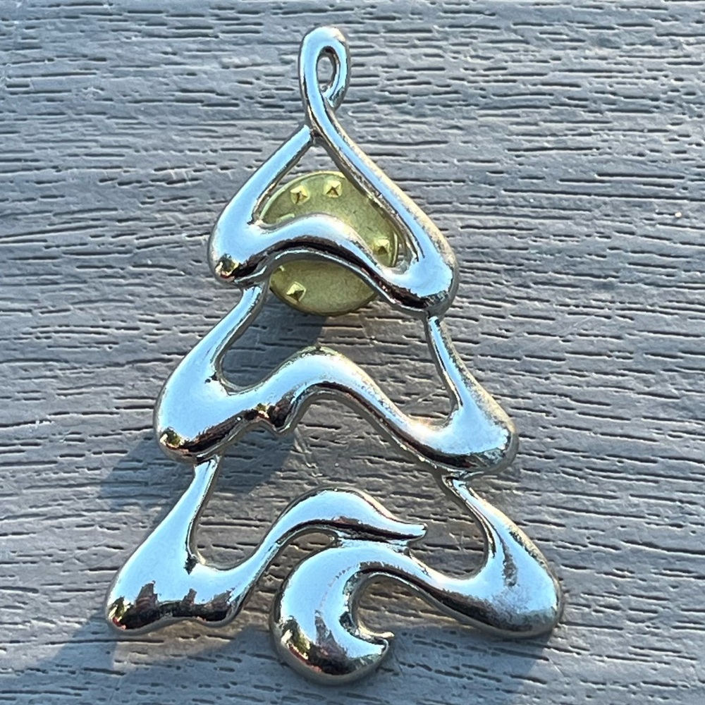 Vintage; Silver Tone; Christmas/Evergreen Tree; Brooch/Pin; Signed 'CD'